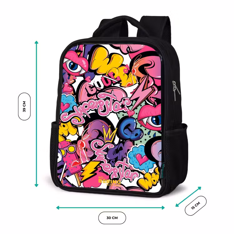 Sac à dos enfant - Noir - Graffiti féminin — 8