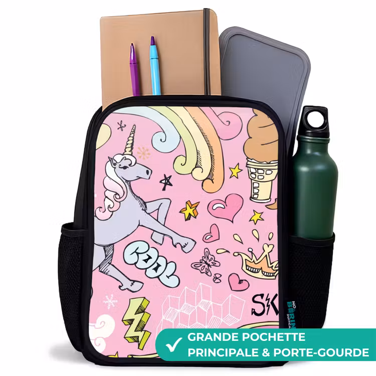 Sac à dos enfant - Noir - Gribouillis de licorne — 10