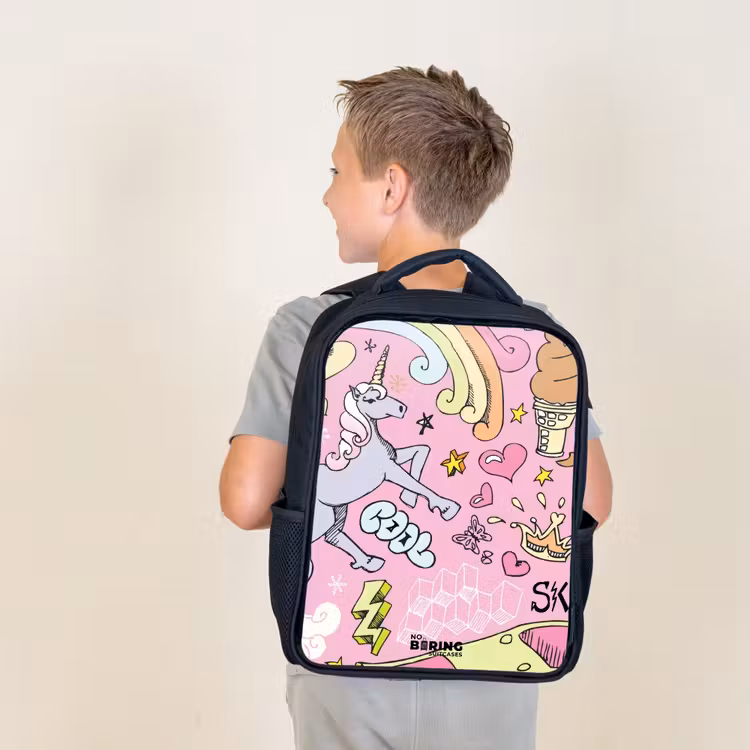 Sac à dos enfant - Noir - Gribouillis de licorne — 2