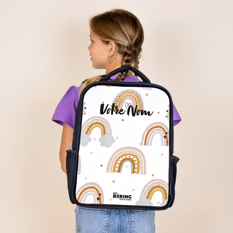 Sac à dos enfant - Noir - Motif arc-en-ciel dans des couleurs douces — 4
