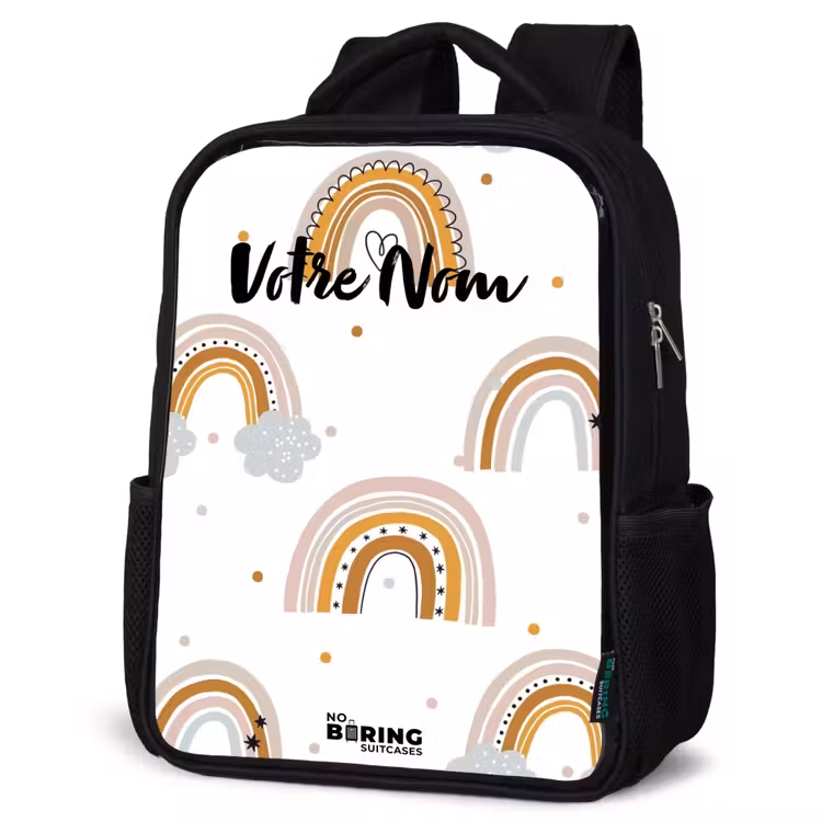 Sac à dos enfant - Noir - Motif arc-en-ciel dans des couleurs douces — 6