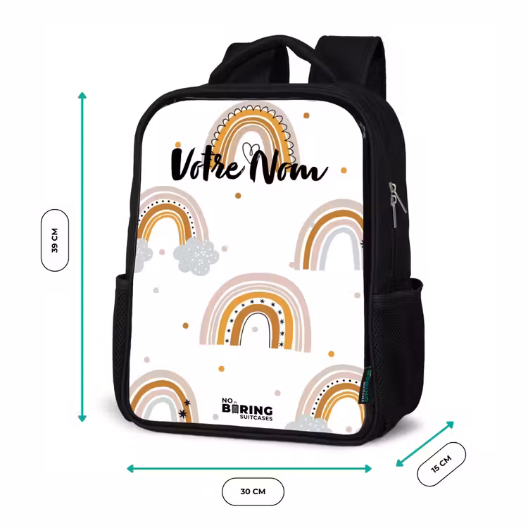 Sac à dos enfant - Noir - Motif arc-en-ciel dans des couleurs douces — 8