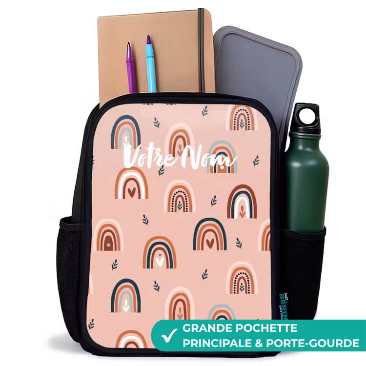 Sac à dos enfant - Noir - Motif arc-en-ciel rose — 10