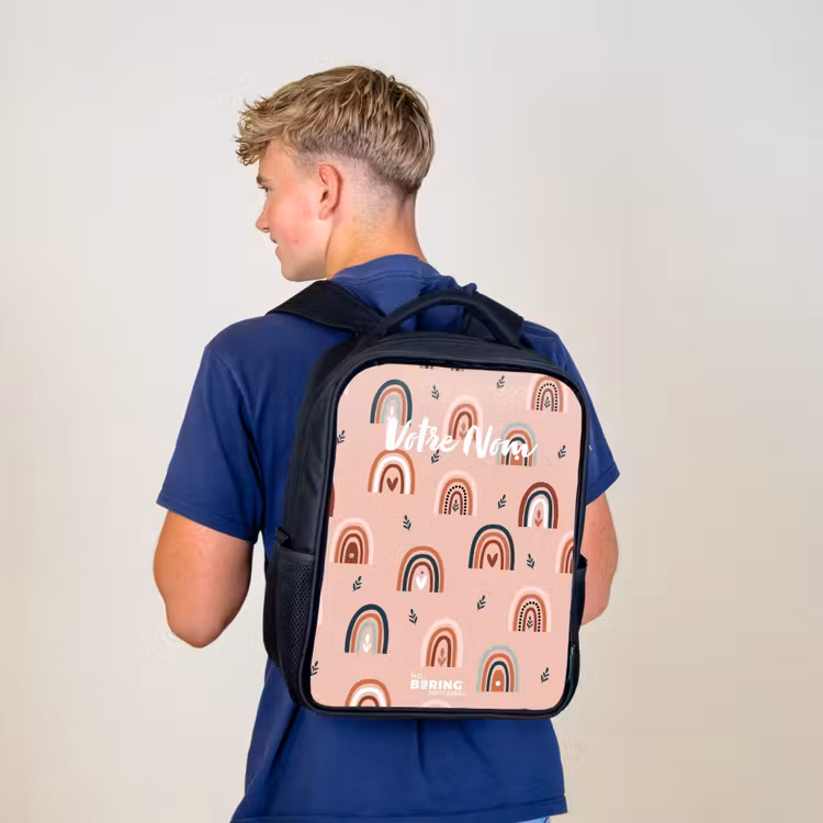 Sac à dos enfant - Noir - Motif arc-en-ciel rose — 5