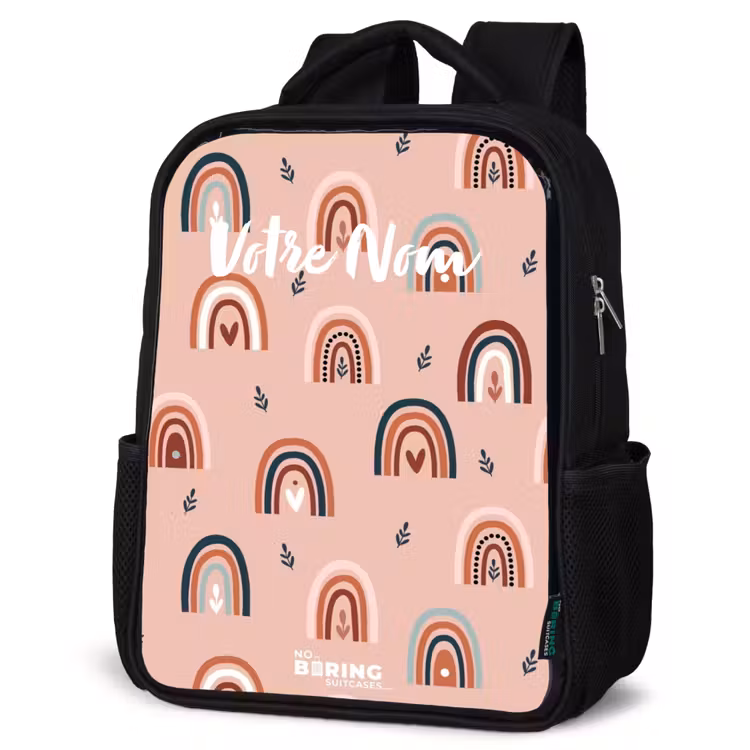 Sac à dos enfant - Noir - Motif arc-en-ciel rose — 6