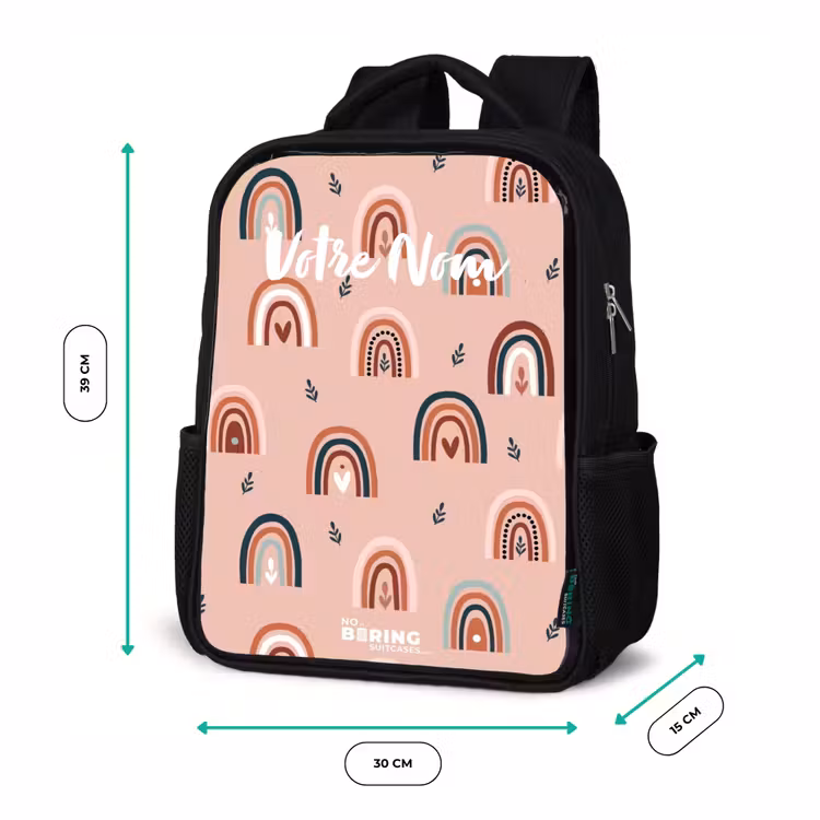 Sac à dos enfant - Noir - Motif arc-en-ciel rose — 8