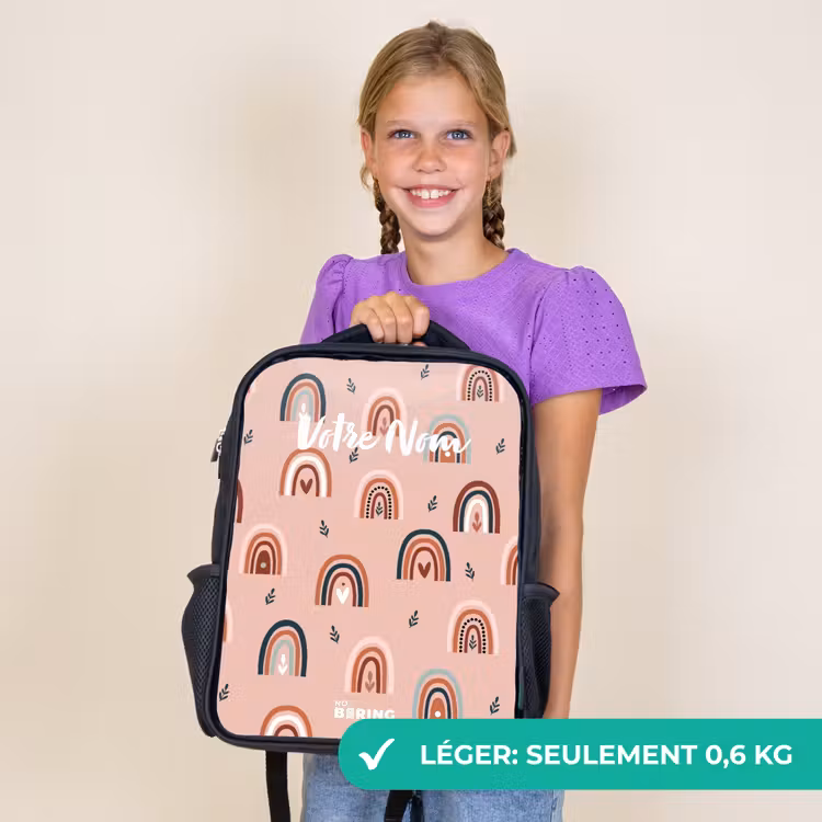 Sac à dos enfant - Noir - Motif arc-en-ciel rose — 9
