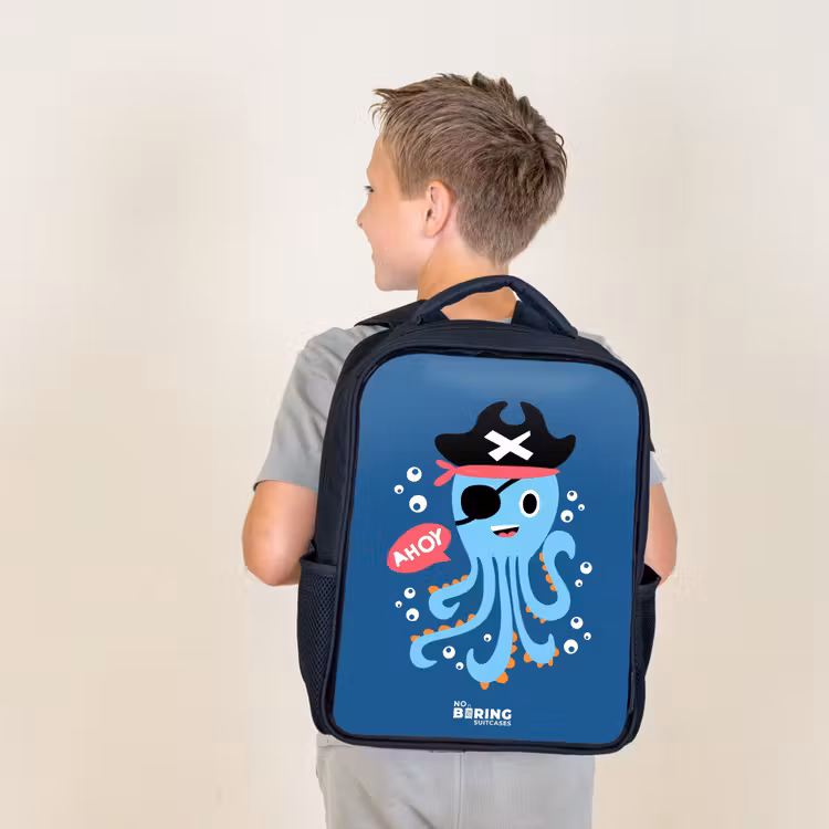 Sac à dos enfant - Noir - Pieuvre pirate avec un chapeau — 2