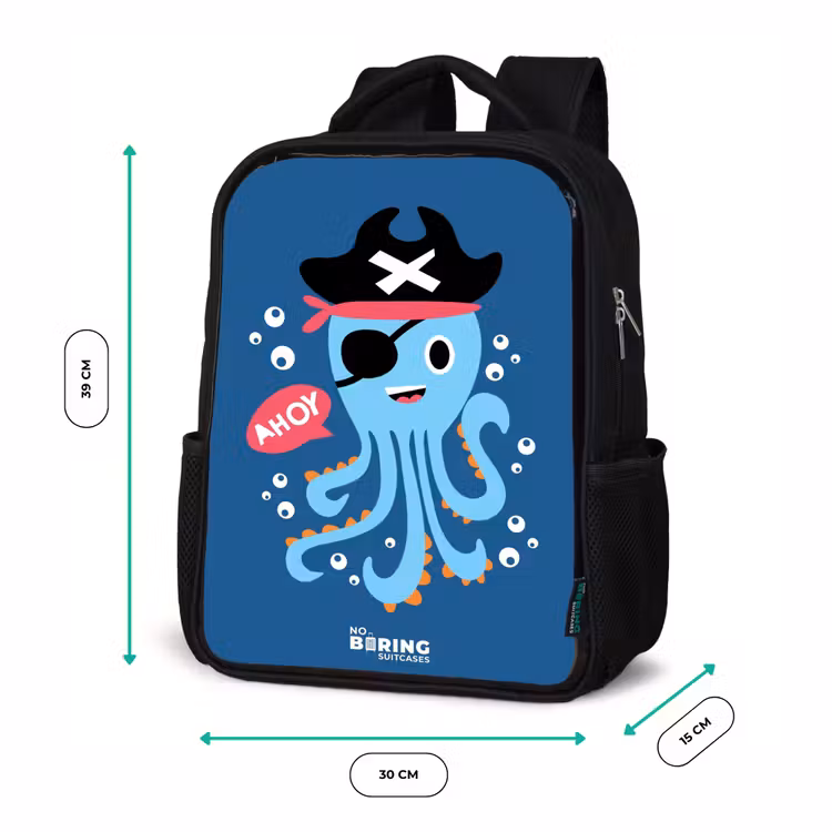 Sac à dos enfant - Noir - Pieuvre pirate avec un chapeau — 8