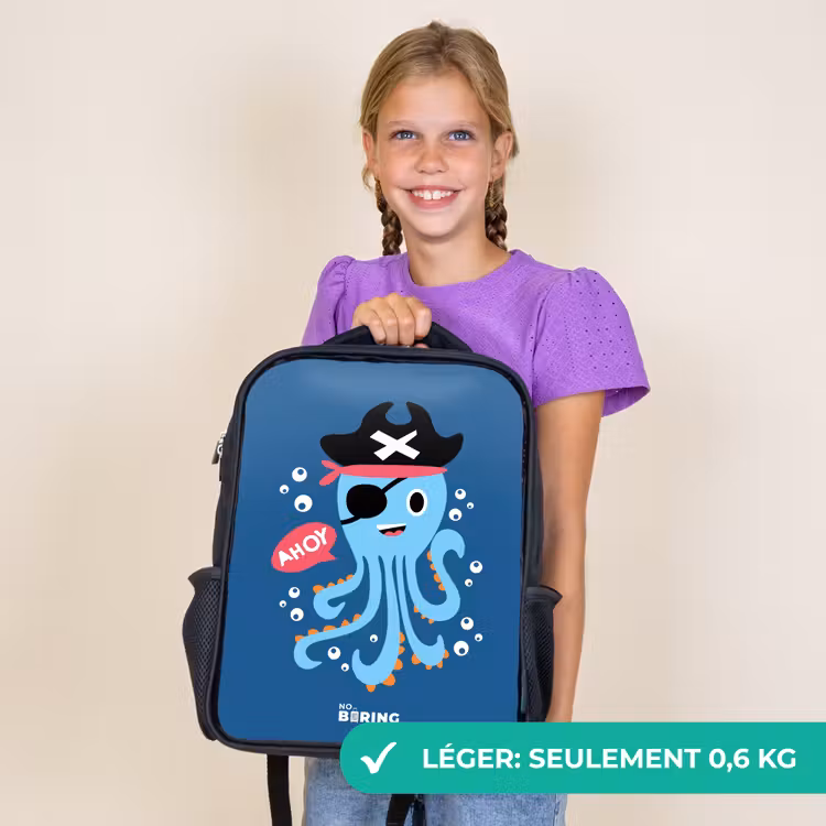 Sac à dos enfant - Noir - Pieuvre pirate avec un chapeau — 9