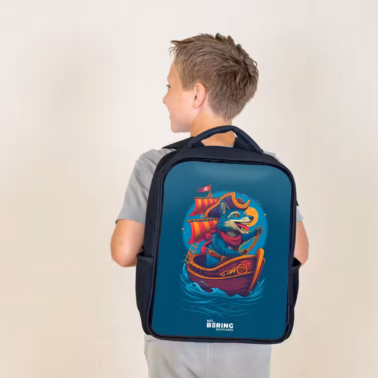 Sac à dos enfant - Noir - Raton laveur pirate sur un bateau — 2