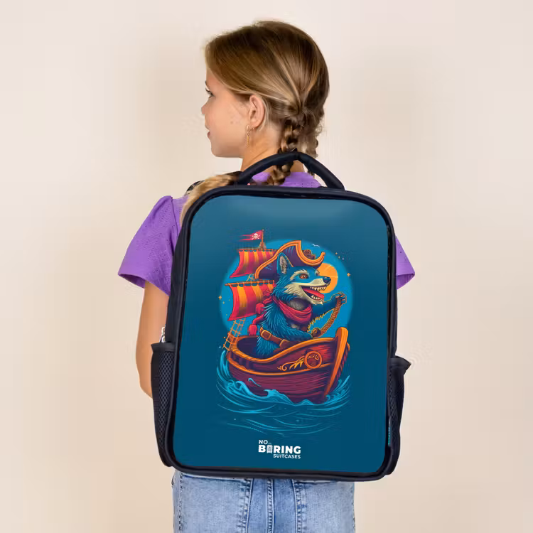 Sac à dos enfant - Noir - Raton laveur pirate sur un bateau — 4