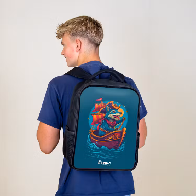Sac à dos enfant - Noir - Raton laveur pirate sur un bateau — 5