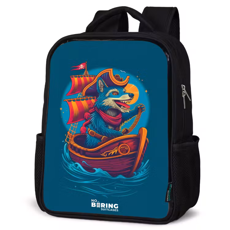 Sac à dos enfant - Noir - Raton laveur pirate sur un bateau — 6