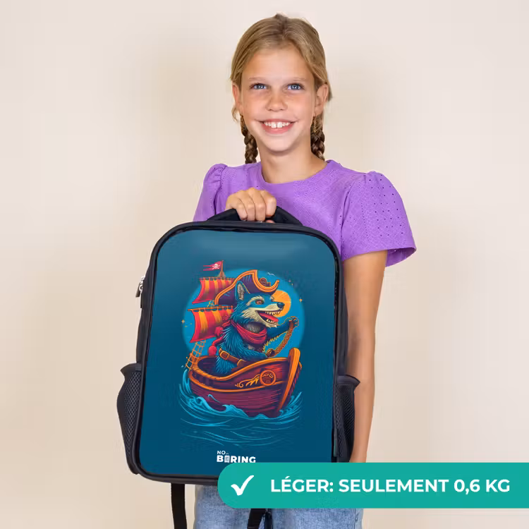 Sac à dos enfant - Noir - Raton laveur pirate sur un bateau — 9