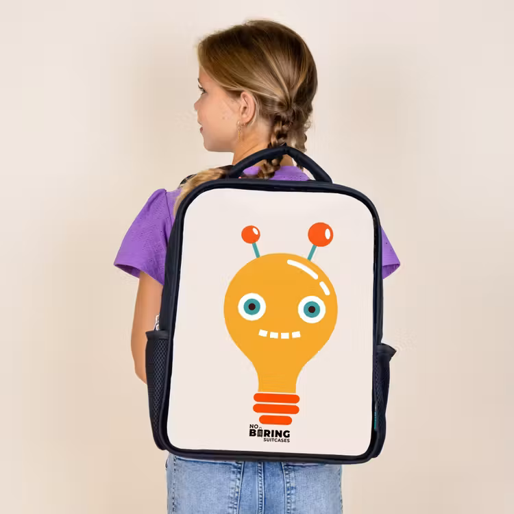 Sac à dos enfant - Noir - Robot à ampoules avec de grands yeux — 4