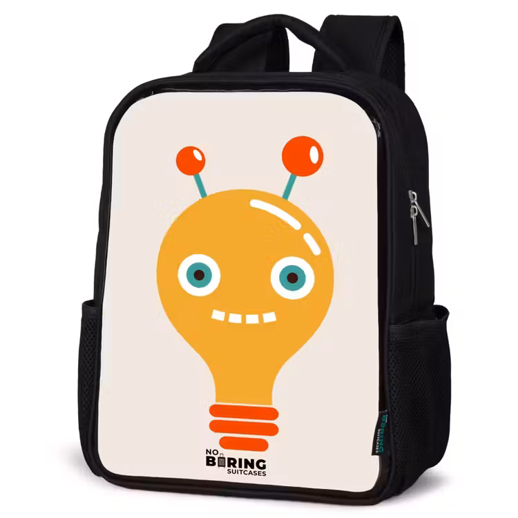 Sac à dos enfant - Noir - Robot à ampoules avec de grands yeux — 6