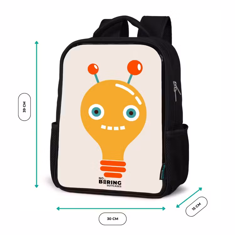 Sac à dos enfant - Noir - Robot à ampoules avec de grands yeux — 8