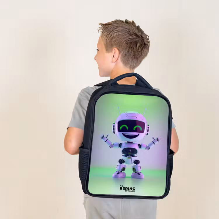 Sac à dos enfant - Noir - Robot avec lumière violette et verte — 2