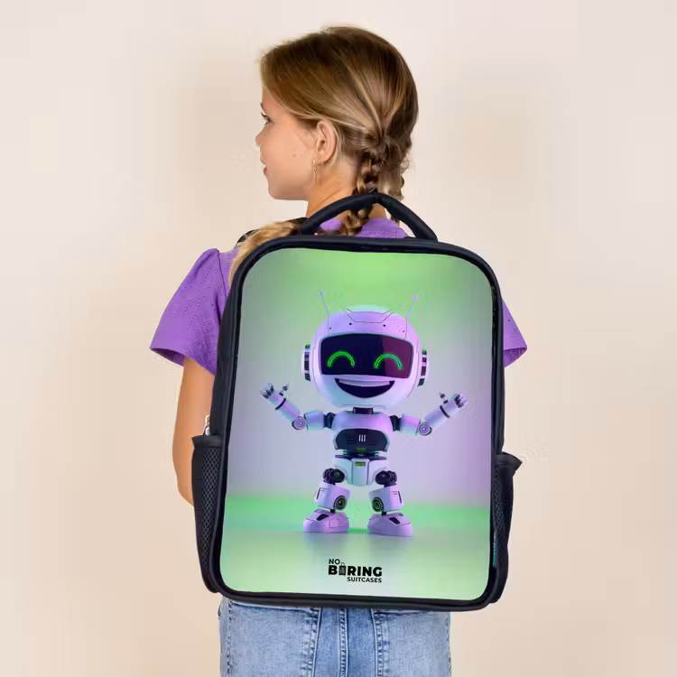 Sac à dos enfant - Noir - Robot avec lumière violette et verte — 4