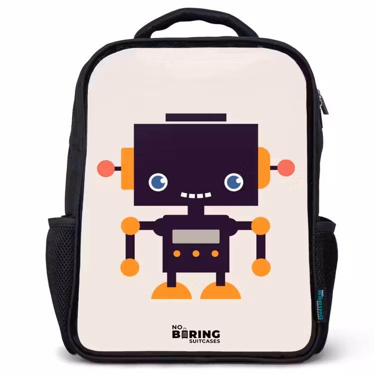Sac à dos enfant - Noir - Robot noir aux accents orange — 1