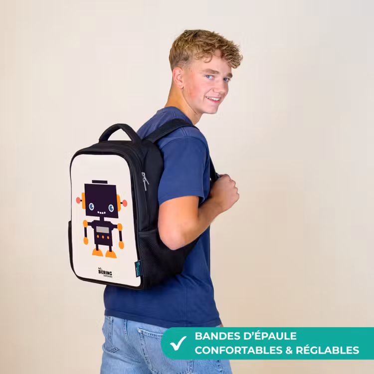 Sac à dos enfant - Noir - Robot noir aux accents orange — 11