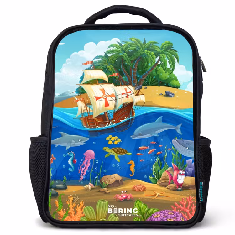 Sac à dos enfant - Noir - Voilier sur l'océan — 1