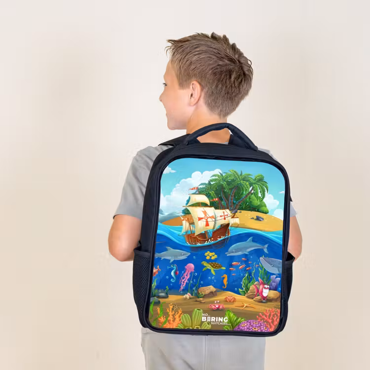 Sac à dos enfant - Noir - Voilier sur l'océan — 2