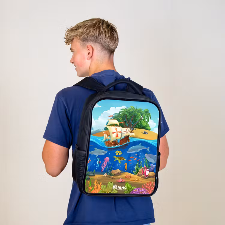 Sac à dos enfant - Noir - Voilier sur l'océan — 5