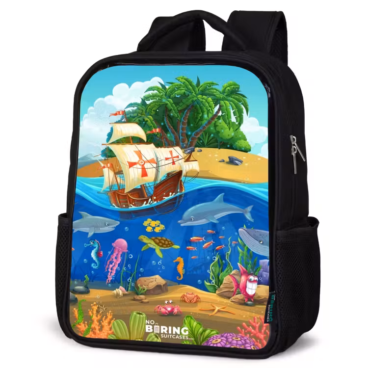 Sac à dos enfant - Noir - Voilier sur l'océan — 6