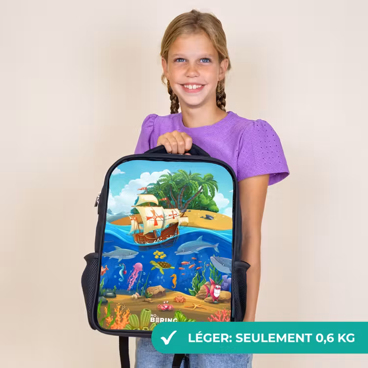 Sac à dos enfant - Noir - Voilier sur l'océan — 9