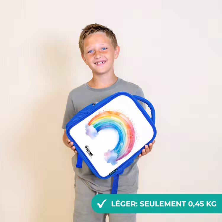 Sac à dos enfant - Bleu - Aquarelle arc-en-ciel — 3