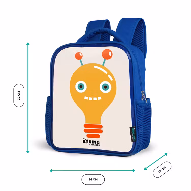 Sac à dos enfant - Bleu - Robot à ampoules avec de grands yeux — 6