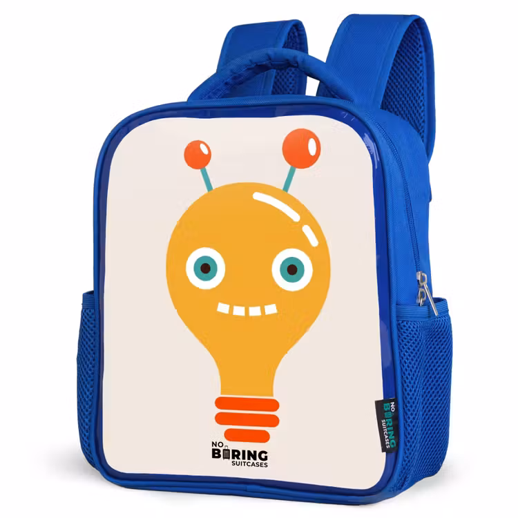 Sac à dos enfant - Bleu - Robot à ampoules avec de grands yeux — 7