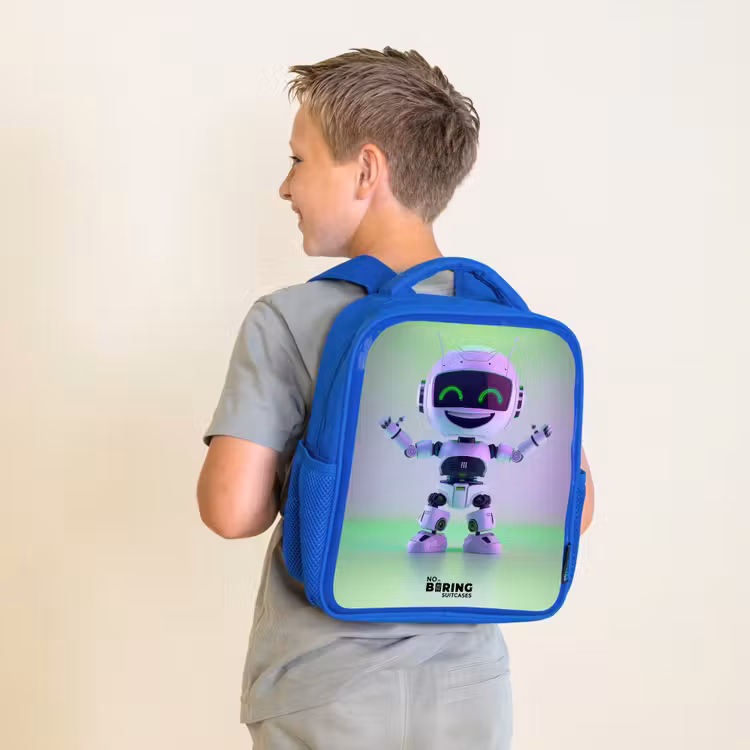 Sac à dos enfant - Bleu - Robot avec lumière violette et verte — 2