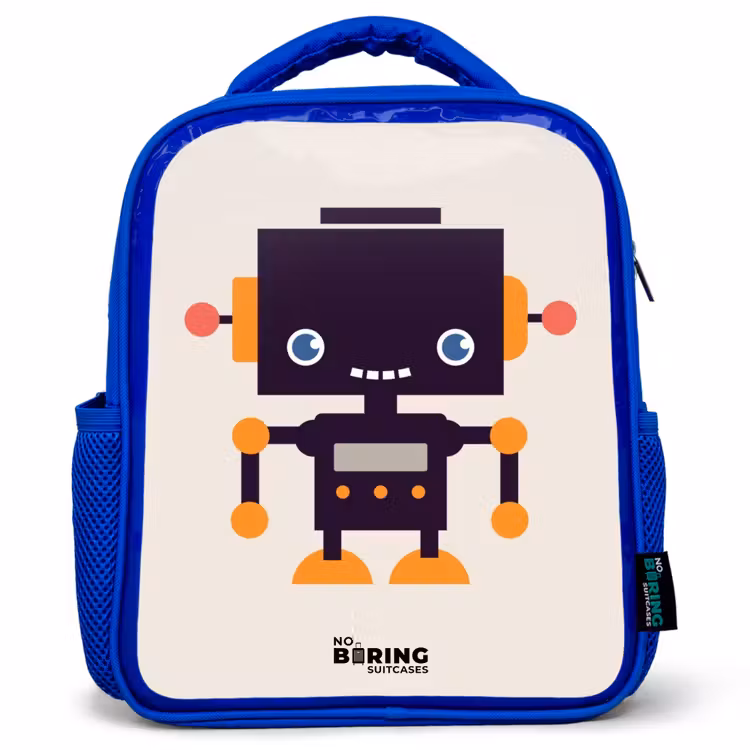 Sac à dos enfant - Bleu - Robot noir aux accents orange — 1