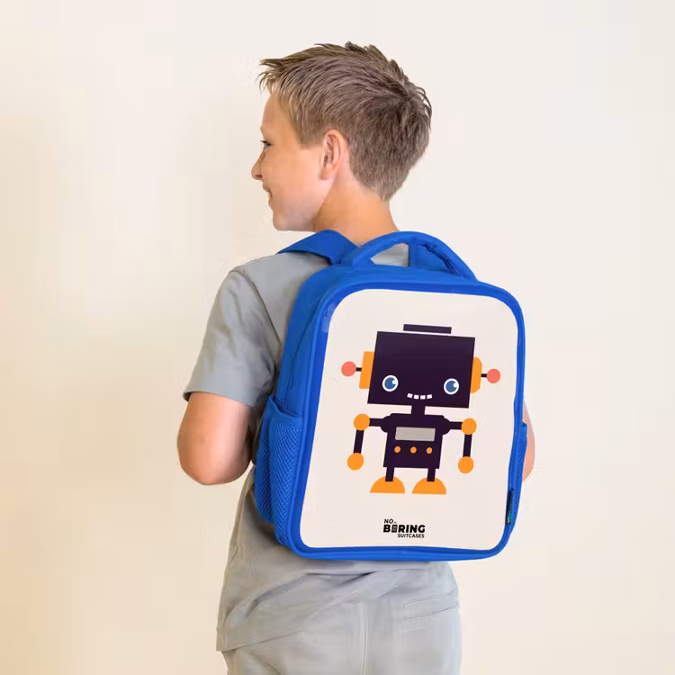 Sac à dos enfant - Bleu - Robot noir aux accents orange — 2