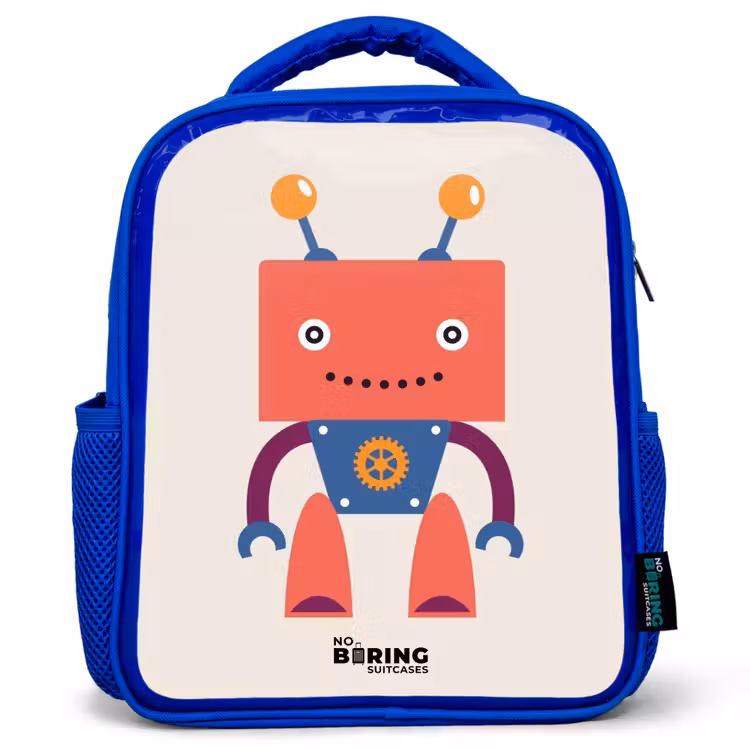 Sac à dos enfant - Bleu - Robot rouge à tête carrée — 1