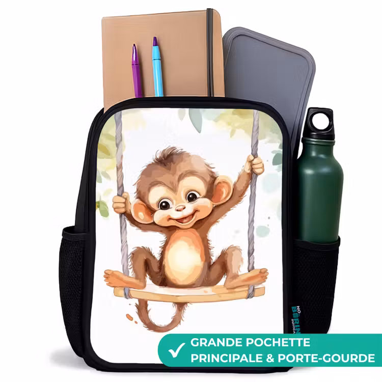 Sac à dos enfant - Noir - Grand singe à bascule — 10