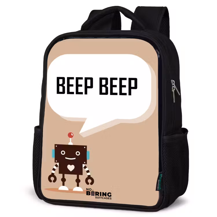 Sac à dos enfant - Noir - Robot marron foncé avec un texte — 6