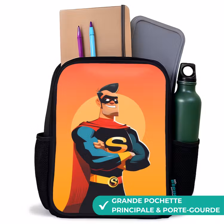 Sac à dos enfant - Noir - Super-héros ensoleillé — 10
