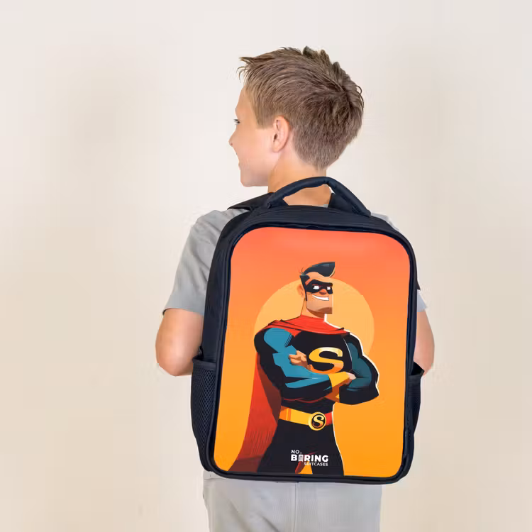 Sac à dos enfant - Noir - Super-héros ensoleillé — 2