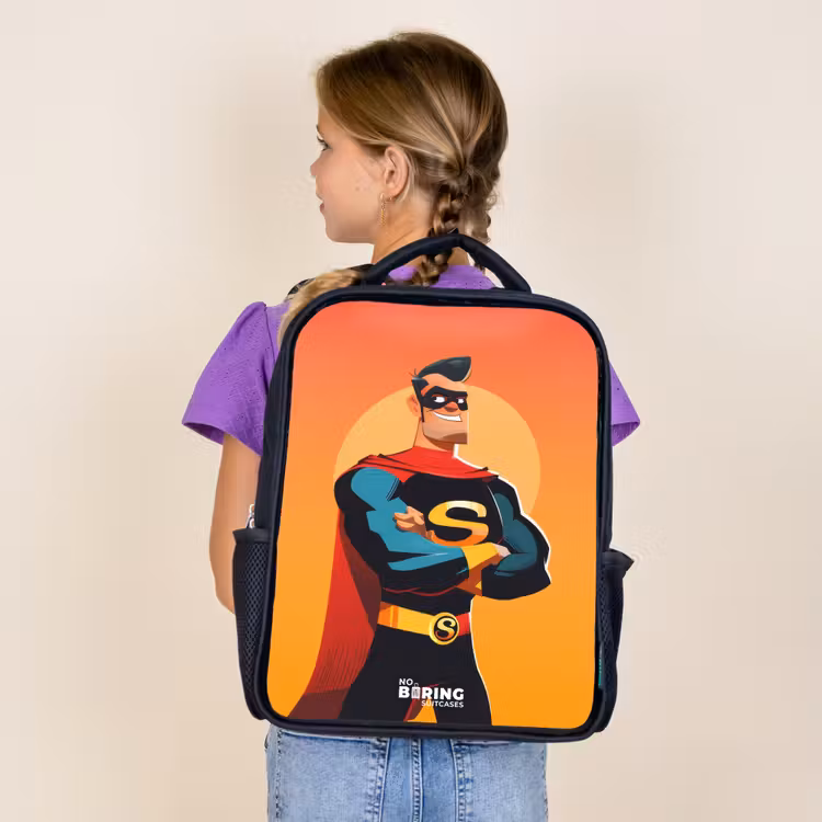 Sac à dos enfant - Noir - Super-héros ensoleillé — 4