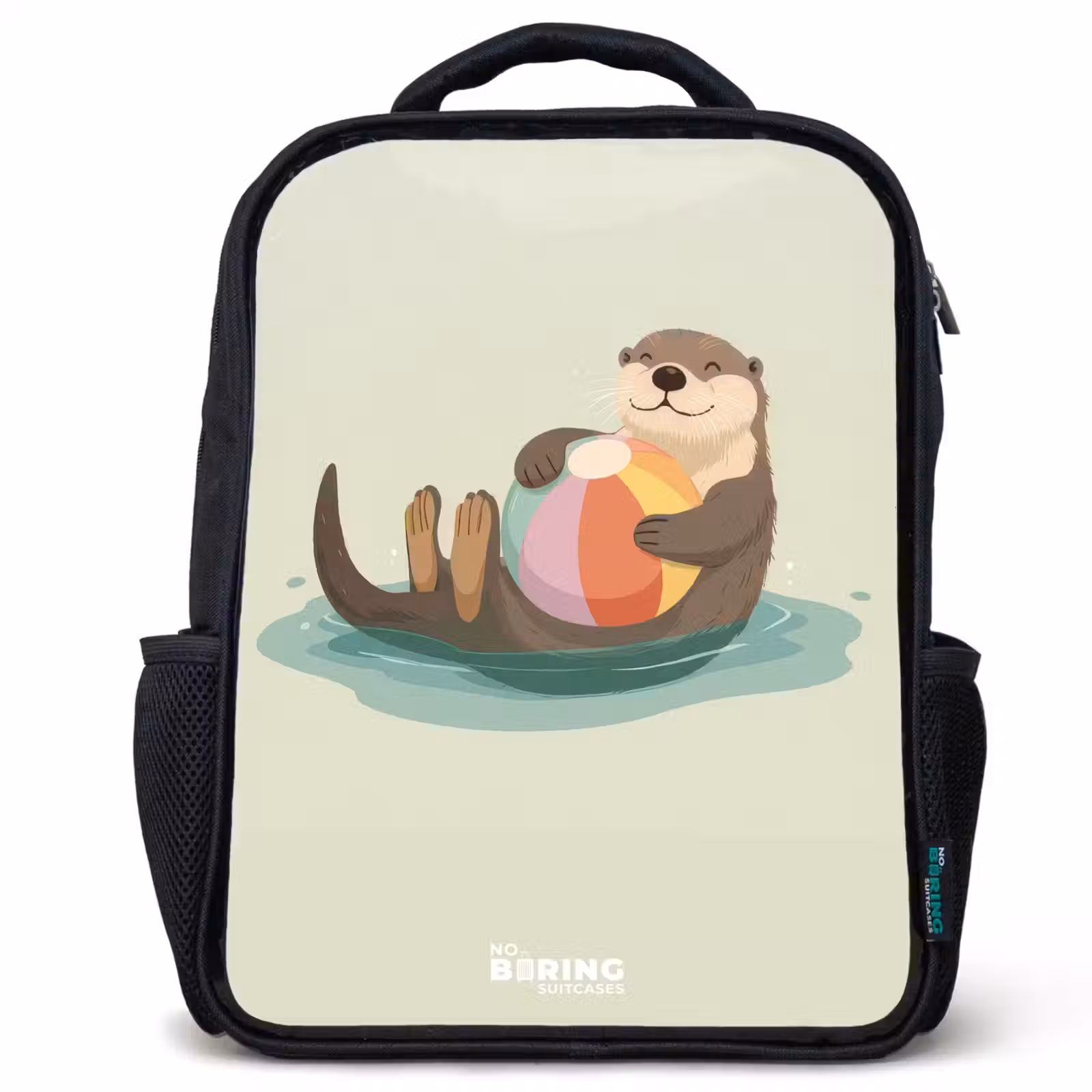 Sac à dos enfant - Noir - Loutre - Ballon de plage - Eau — 1