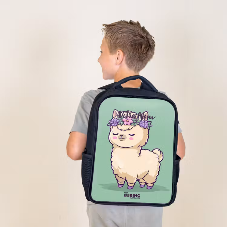 Sac à dos enfant - Noir - Kawai - Alpaga - Vert — 2