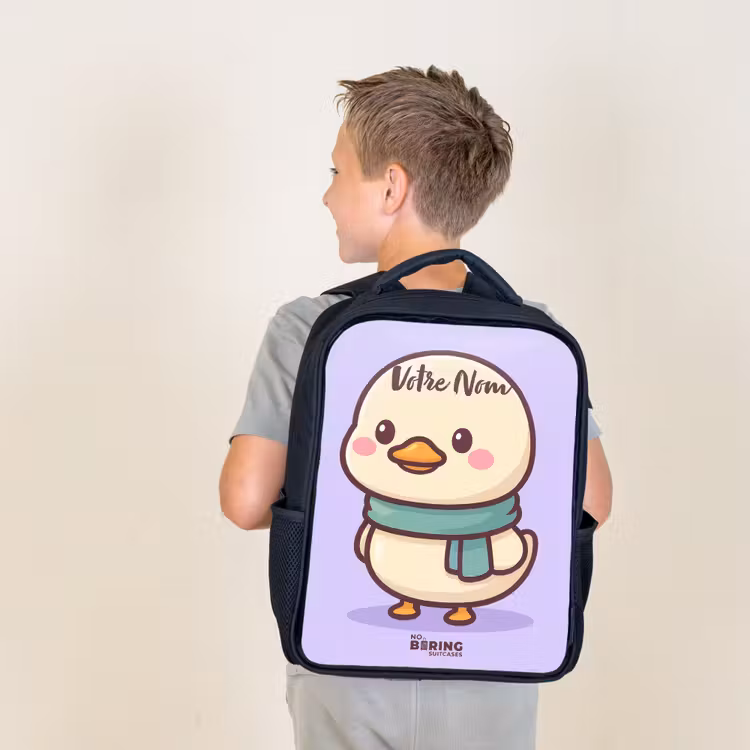 Sac à dos enfant - Noir - Kawai - Canard - Echarpe — 2