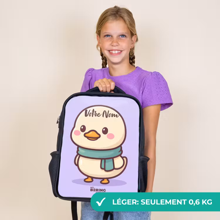 Sac à dos enfant - Noir - Kawai - Canard - Echarpe — 9