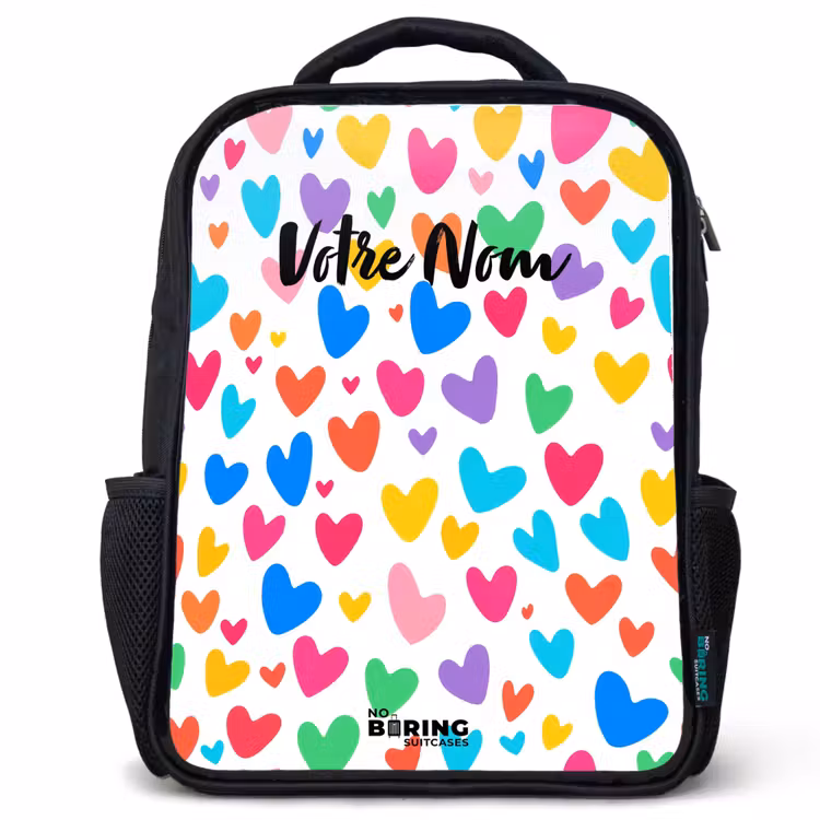 Sac à dos enfant - Noir - Coeurs colorés — 1