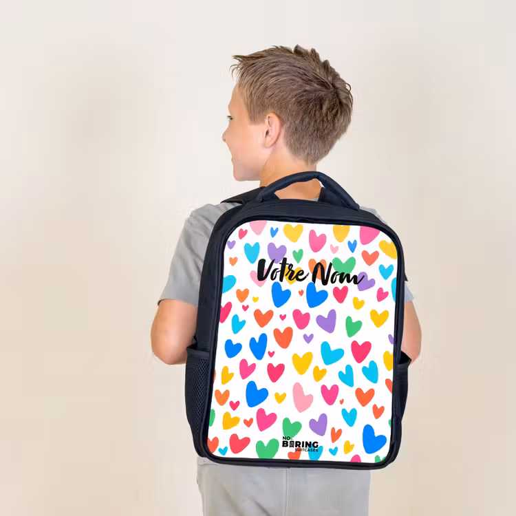 Sac à dos enfant - Noir - Coeurs colorés — 2