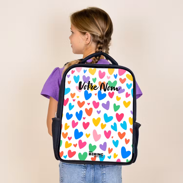 Sac à dos enfant - Noir - Coeurs colorés — 4